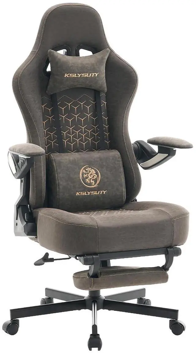 Main image of Ergonomic Gaming Chair for Adults with Mechanical Arm Armrests, Big and Tall High Back Computer Desk Chair with Footrest & Lumbar Support, Comfortable PC Gamer Chair(Grey Leather)
