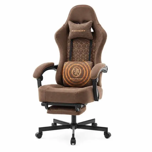 Main image of Office Desk Computer Gaming Chair for Adults, Ergonomic High Back Gamer Chair with Massage and Pocket Spring Cushion, Swivel Comfy Video Game Chairs with Footrest and Lumbar Support (Pro Brown)