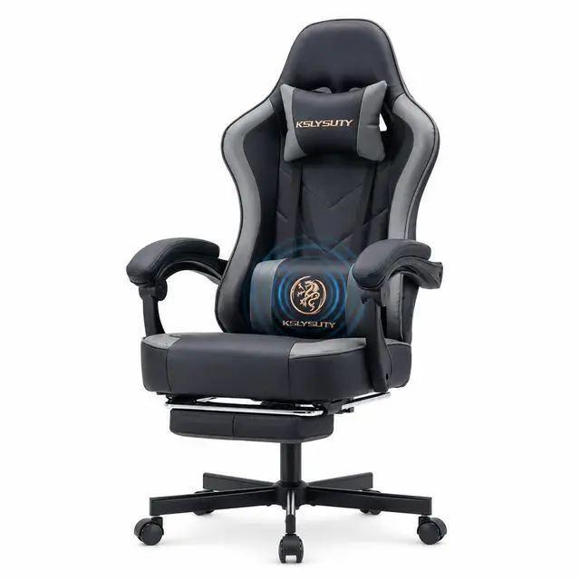 Main image of Office Desk Computer Gaming Chair for Adults, Ergonomic High Back Gamer Chair with Massage and Pocket Spring Cushion, Swivel Comfy Video Game Chairs with Footrest and Lumbar Support (Black Grey)