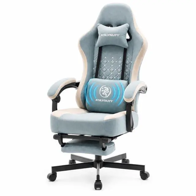Main image of Office Desk Computer Gaming Chair for Adults, Ergonomic High Back Gamer Chair with Massage and Pocket Spring Cushion, Swivel Comfy Video Game Chairs with Footrest and Lumbar Support (Pro Blue)