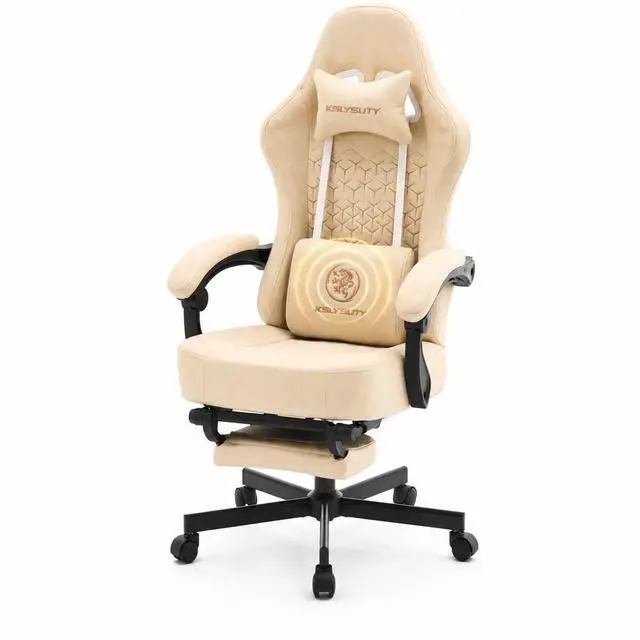 Main image of Office Desk Computer Gaming Chair for Adults, Ergonomic High Back Gamer Chair with Massage and Pocket Spring Cushion, Swivel Comfy Video Game Chairs with Footrest and Lumbar Support (Pro Beige)
