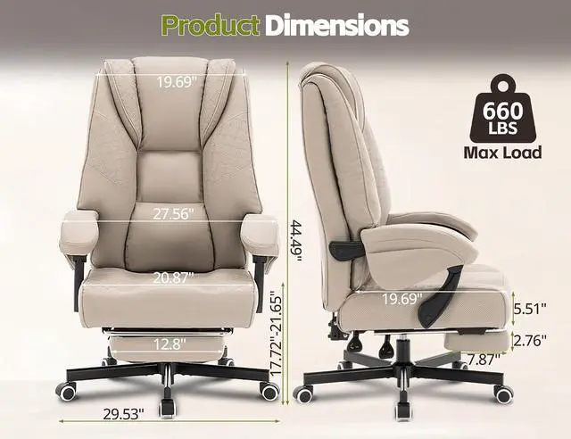Alt view image 2 of 7 - Ergonomic Office Chair with Footrest, High Back Adjustable Gaming Chair with Lumbar Support, Breathable Fabric Swivel Computer Chair with Padded Armrests for Home Office