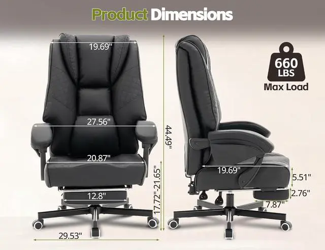 Alt view image 2 of 7 - Ergonomic Office Chair with Footrest, High Back Adjustable Gaming Chair with Lumbar Support, Breathable Fabric Swivel Computer Chair with Padded Armrests for Home Office