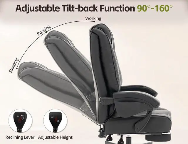 Alt view image 5 of 7 - Ergonomic Office Chair with Footrest, High Back Adjustable Gaming Chair with Lumbar Support, Breathable Fabric Swivel Computer Chair with Padded Armrests for Home Office