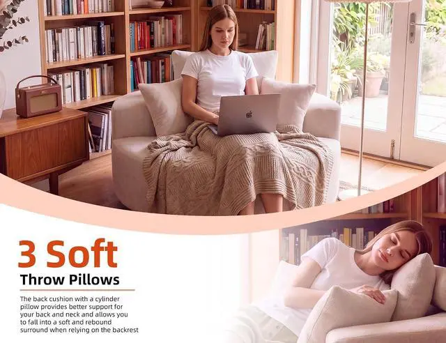 Alt view image 7 of 7 - 55" Oversized Round Swivel Chair, 360° Rotating Chenille Cotton Blend Chair, High-Density Foam Cushion, Comfy Modern Accent Chair for Living Room, Bedroom, Reading Nook, Apartment & Office