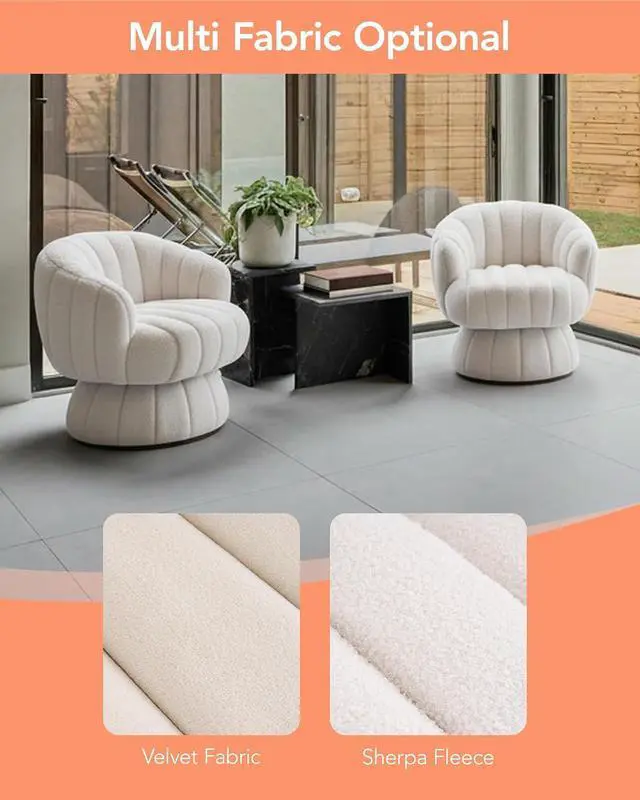 Alt view image 4 of 7 - Vanity 360-Degree Swivel Accent Chair - Mid Century Modern Plush Round Makeup Chair, Relaxing Comfy Lounge Sofa Arm Chair, Idear for Living Room, Bedroom (Navy Velvet Fabric)