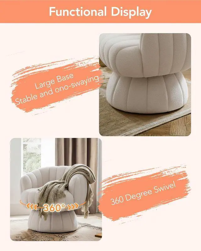 Alt view image 6 of 7 - Vanity 360-Degree Swivel Accent Chair - Mid Century Modern Plush Round Makeup Chair, Relaxing Comfy Lounge Sofa Arm Chair, Idear for Living Room, Bedroom (Navy Velvet Fabric)