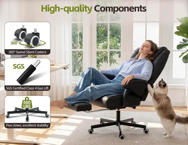 Alt view image 4 of 7 - Ergonomic Office Chair with Footrest, High Back Adjustable Gaming Chair with Lumbar Support, Breathable Fabric Swivel Computer Chair with Padded Armrests for Home Office