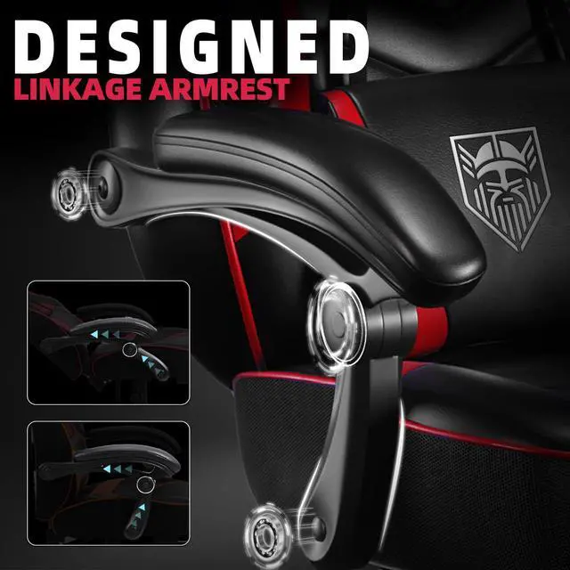 Alt view image 7 of 7 - Gaming Chair, Big and Tall Gaming Chair with Footrest and Massage, Gaming Chairs for Adults with Lumbar Support, Ergonomic High Back Computer Chair with Pocket Spring Cushion (Red/Black)