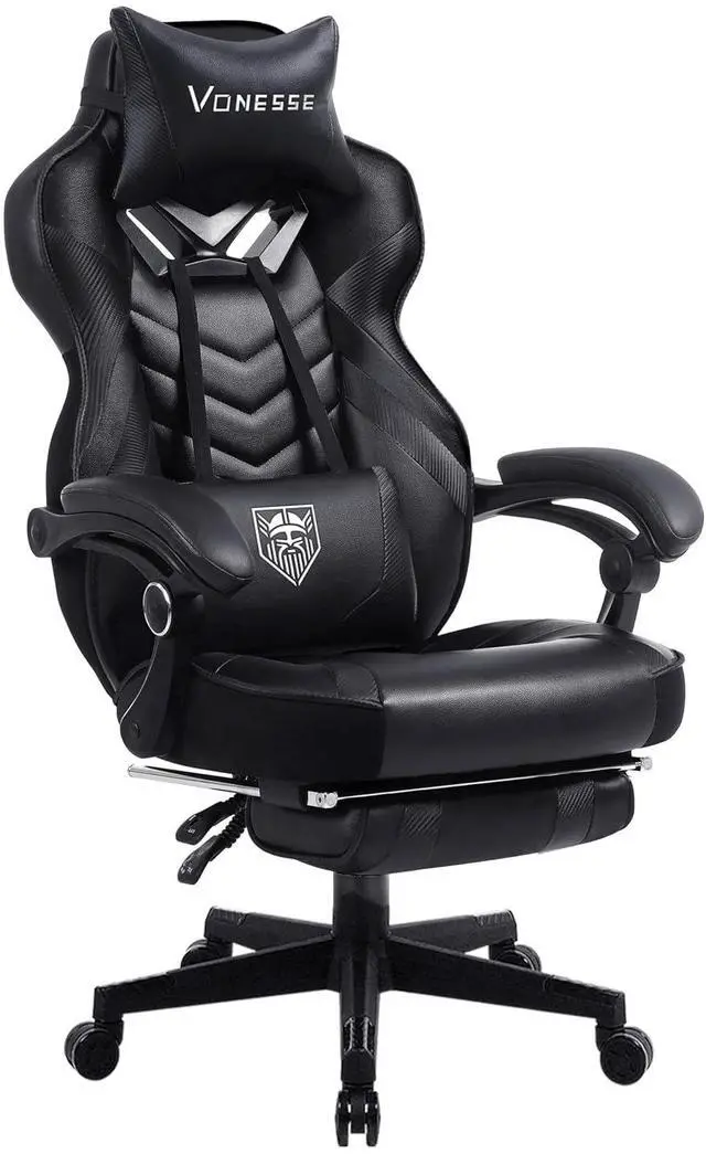 Main image of Gaming Chair, Big and Tall Office Chair with Footrest and Massage, Gaming Chairs for Adults with Lumbar Support, Ergonomic High Back Computer Desk Chair with Pocket Spring Cushion (Black)