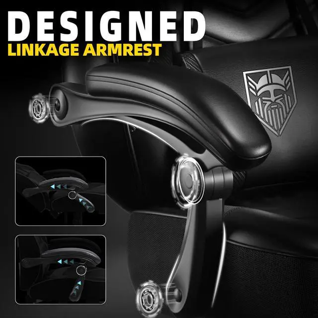 Alt view image 7 of 7 - Gaming Chair, Big and Tall Office Chair with Footrest and Massage, Gaming Chairs for Adults with Lumbar Support, Ergonomic High Back Computer Desk Chair with Pocket Spring Cushion (Black)