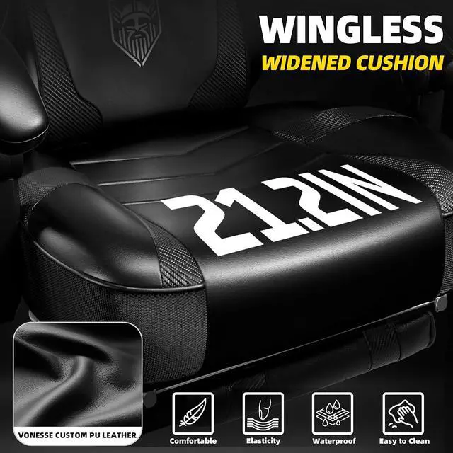 Alt view image 4 of 7 - Gaming Chair, Big and Tall Office Chair with Footrest and Massage, Gaming Chairs for Adults with Lumbar Support, Ergonomic High Back Computer Desk Chair with Pocket Spring Cushion (Black)