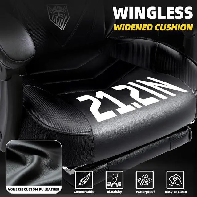 Alt view image 4 of 7 - Gaming Chair, High Back Office Chair with Footrest and Massage, Gaming Chairs for Adults with Pocket Spring Cushion, Big and Tall Reclining Computer Chair with Lumbar Support (Classic Black)