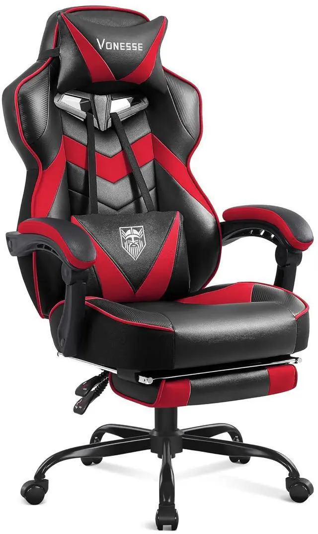 Main image of Gaming Chair, High Back Gaming Chair with Footrest and Massage, Gaming Chairs for Adults with Pocket Spring Cushion, Big and Tall Reclining Computer Chair with Lumbar Support (Red/Black)