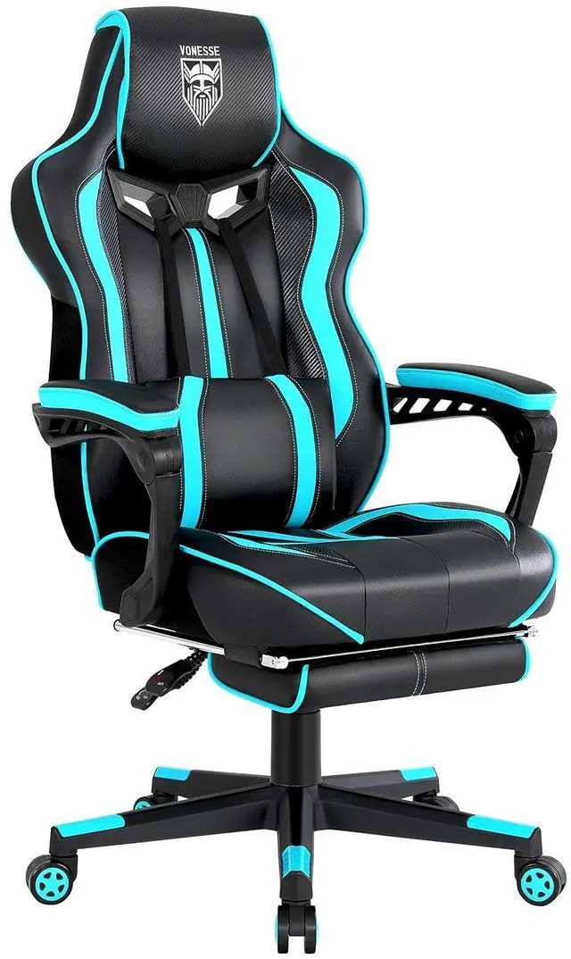 Main image of Gaming Chairs for Adults, Gaming Chairs with Footrest and Massage, Reclining Computer Chair for Heavy People,Big and Tall Ergonomic Gamer Chair with Lumbar Pillow(Teal/Cyan)