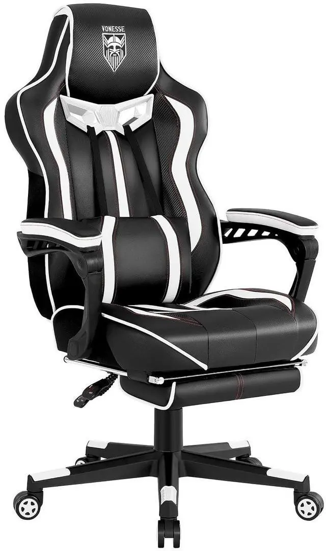 Main image of Gaming Chair with Footrest,Reclining Computer Gaming Chair for Adults,Big and Tall Gamer Chair with Massage,Ergonomic High Back (White/Black)