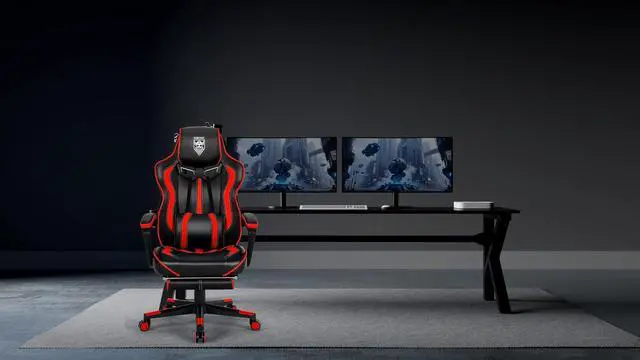 Alt view image 2 of 7 - Gaming Chair for Adults, Reclining Gaming Chairs with Footrest and Massage, Computer Gaming Chair for Heavy People,Ergonomic Gamer Chair Big and Tall (Red/Black)