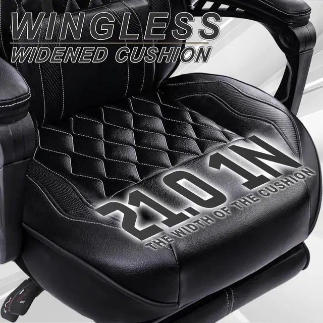 Alt view image 4 of 7 - Gaming Chair, Computer Office Chair with Footrest, Reclining Gaming Chairs for Adults, Big and Tall Ergonomic Gaming Chair with Lumbar Support and Massage (Black)