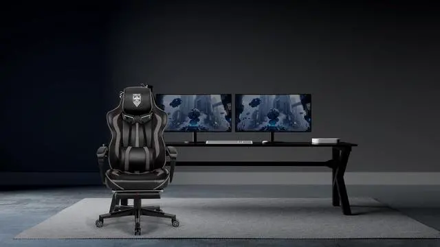 Alt view image 2 of 7 - Gaming Chair for Adults, Reclining Gaming Chairs with Footrest and Massage, Computer Gaming Chair for Heavy People,Ergonomic Gamer Chair Big and Tall (Black/Gray)