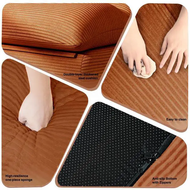 Alt view image 4 of 7 - Bean Bag Chair, Double-Layered Bean Bag Chair for Adults, Comfortable Memory Foam Bean Bag Sofa, Corduroy Bean Bag Couches for Living Room Bedroom (Brown)