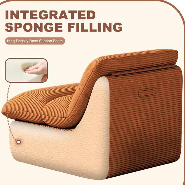 Alt view image 5 of 7 - Bean Bag Chair, Double-Layered Bean Bag Chair for Adults, Comfortable Memory Foam Bean Bag Sofa, Corduroy Bean Bag Couches for Living Room Bedroom (Brown)