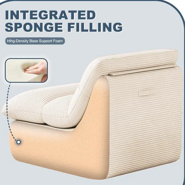 Alt view image 4 of 7 - Bean Bag Chair, Double-Layered Bean Bag Chair for Adults, Comfortable Memory Foam Bean Bag Sofa, Corduroy Bean Bag Couches for Living Room Bedroom (Beige)