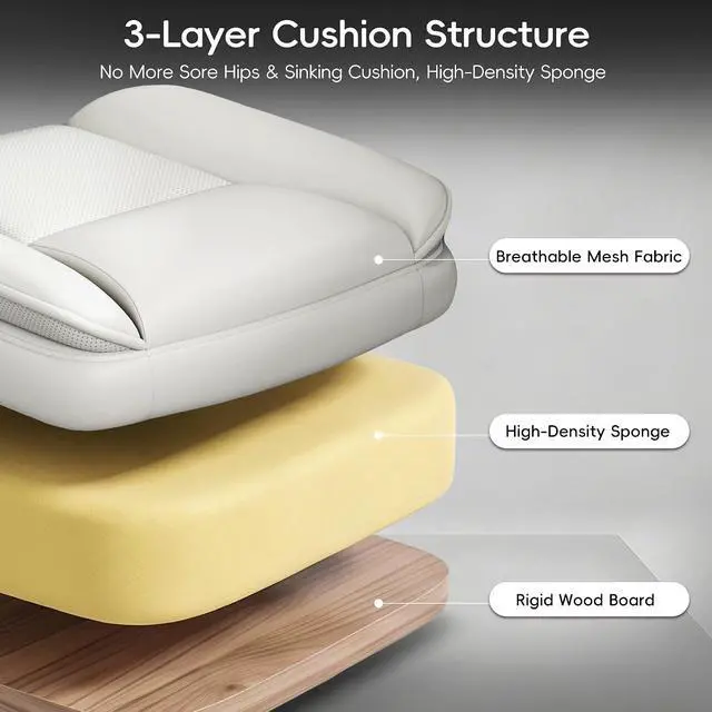Alt view image 6 of 7 - Office Chair, Gaming Chair with Flip-up Armrests, Desk Chair with Double-Layered Soft Backrest,PU Leather Computer Executive Chair with Breathable Seat Cushion (White)