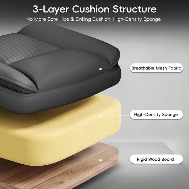 Alt view image 6 of 7 - Office Chair, Gaming Chair with Flip-up Armrests, Desk Chair with Double-Layered Soft Backrest,PU Leather Computer Executive Chair with Breathable Seat Cushion (Grey)