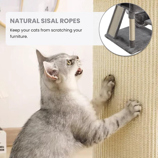 Alt view image 4 of 7 - 65in Larger Cat Tree Tower Condo for Indoor Kitties/Multi-Level Furniture Activity Center with Wide Base/Cozy Plush Cat Perches/Baskets/Sisal Scratching Posts and Hammock/Grey