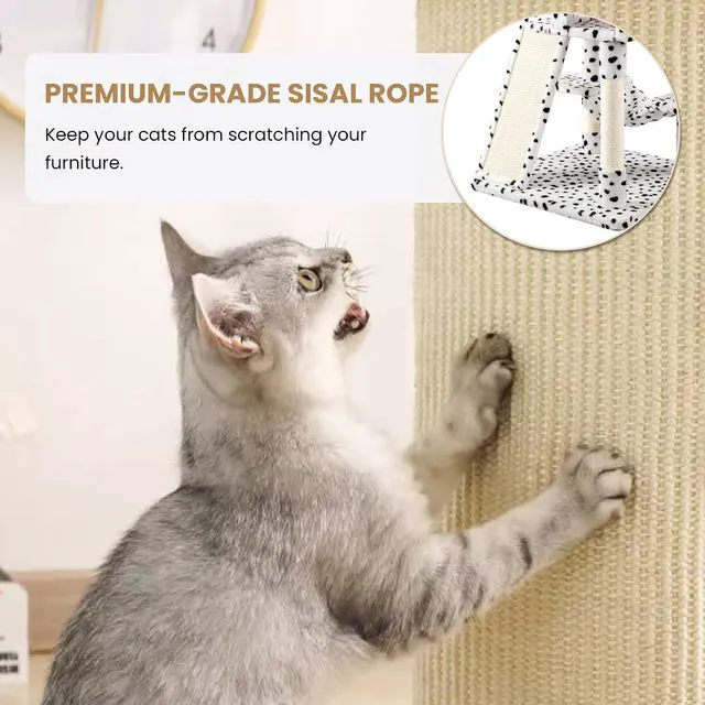 Alt view image 4 of 7 - 65in Larger Cat Tree Tower Condo for Indoor Kitties/Multi-Level Furniture Activity Center with Wide Base/Cozy Plush Perches/Baskets/Sisal Scratching Posts and Hammock/White & Black Spot