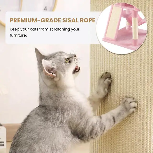 Alt view image 4 of 7 - 65in Larger Cat Tree Tower Condo for Indoor Kitties/Multi-Level Furniture Activity Center with Wide Base/Cozy Plush Cat Perches/Baskets/Sisal Scratching Posts and Hammock/Pink