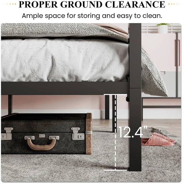 Alt view image 5 of 7 - Canopy Bed Frame Full Size/Mattress Foundation with Metal Slats Support/No Box Spring Needed/Easy Assembly/Black