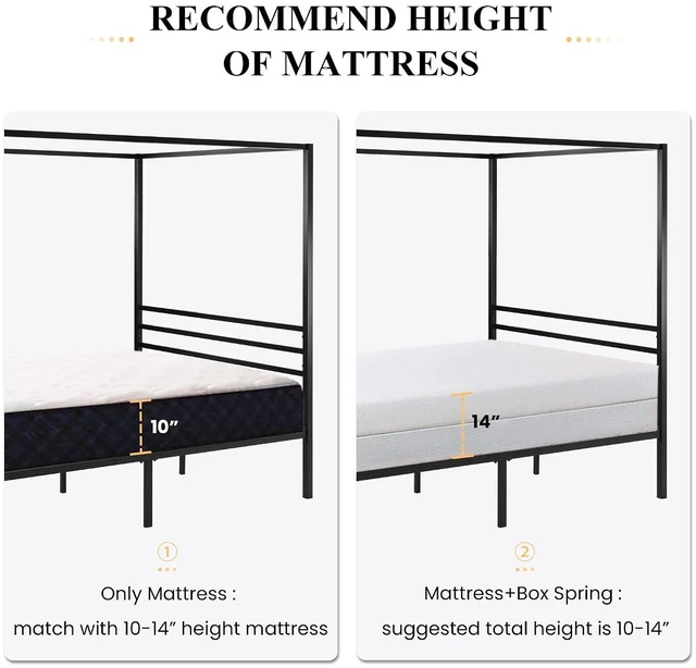 Alt view image 7 of 7 - Canopy Bed Frame Full Size/Mattress Foundation with Metal Slats Support/No Box Spring Needed/Easy Assembly/Black