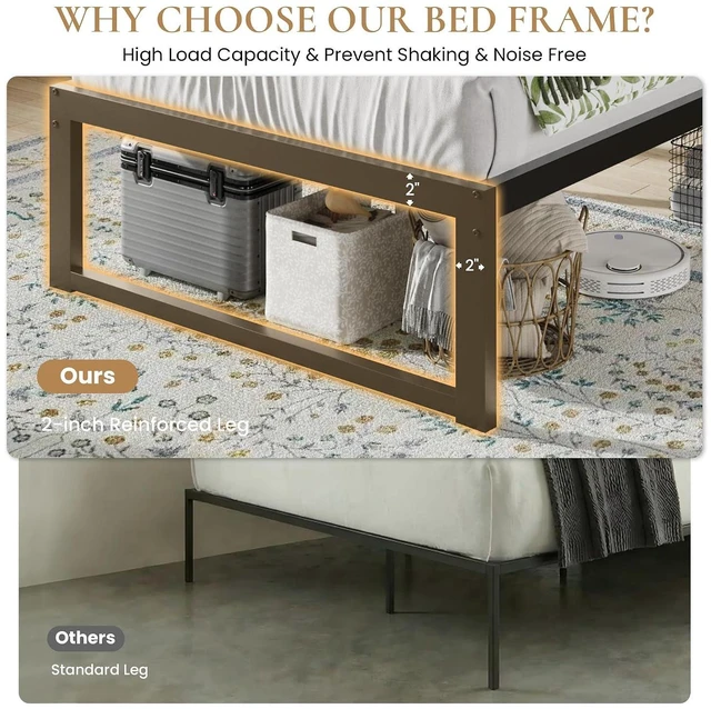 Alt view image 4 of 7 - 14 Inch Heavy Duty Twin Bed Frame, 4000 lbs Capacity Metal Platform Beds with Reinforced Legs,No Box Spring Required,Easy Assembly,Black