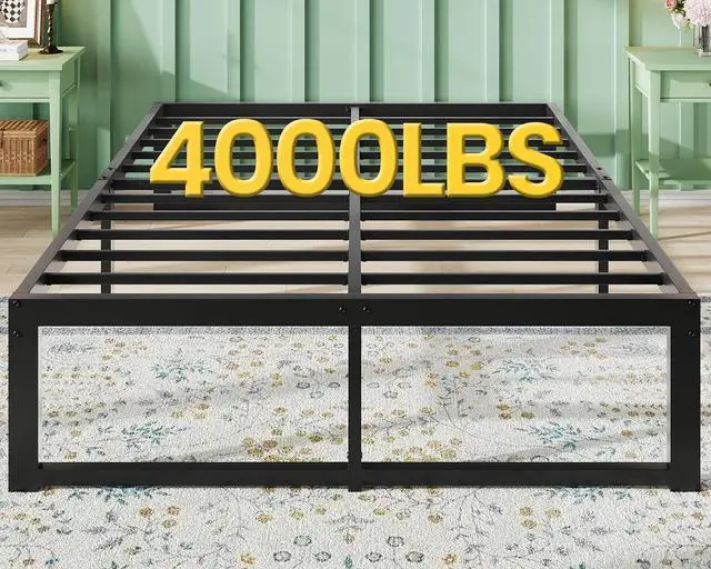 Main image of 14 Inch Heavy Duty Queen Bed Frame, 4000 lbs Capacity Metal Platform Beds with Reinforced Legs,No Box Spring Required,Easy Assembly,Black