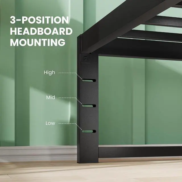 Alt view image 6 of 7 - 14 Inch Heavy Duty Queen Bed Frame, 4000 lbs Capacity Metal Platform Beds with Reinforced Legs,No Box Spring Required,Easy Assembly,Black