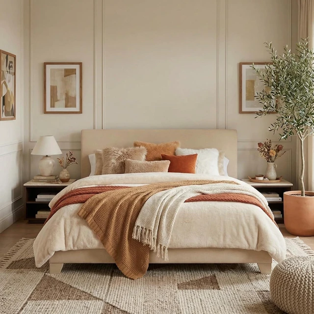Main image of Linen Upholstered Full Size Bed Frame with Headboard, Beige | Adjustable Low-Profile Platform Bed, Minimalist Design, Stable Mattress Foundation, Strong Back-Support, No Box Spring Needed