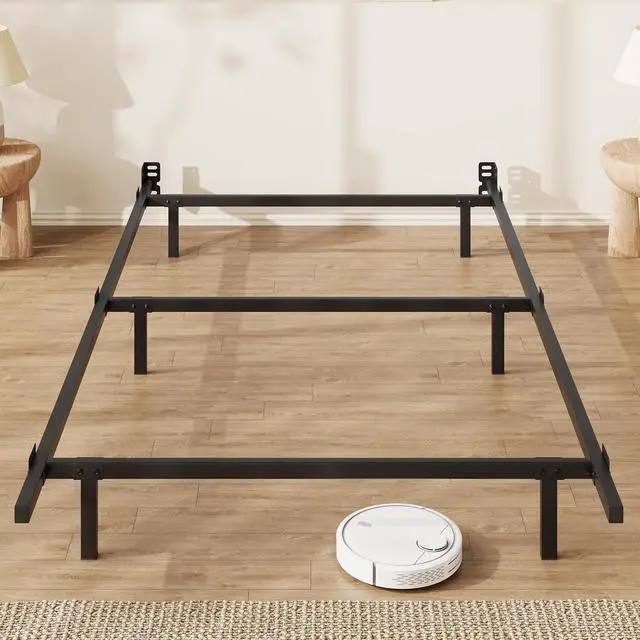 Main image of 7 Inch Metal Bed Frame, 6-Leg Box Spring Base for Mattress Set, Headboard Compatible, Black, Twin
