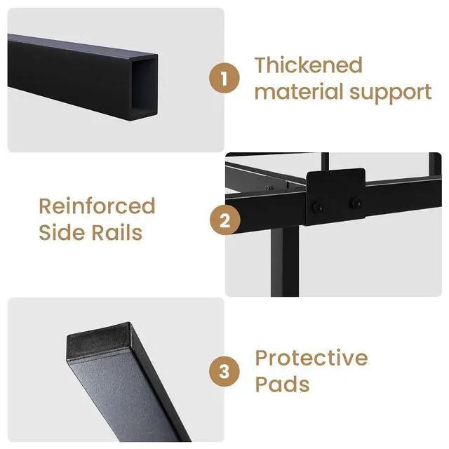 Alt view image 5 of 7 - 7 Inch Metal Bed Frame, 6-Leg Box Spring Base for Mattress Set, Headboard Compatible, Black, Twin