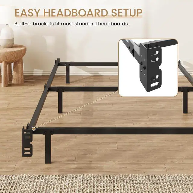 Alt view image 6 of 7 - 7 Inch Metal Bed Frame, 6-Leg Box Spring Base for Mattress Set, Headboard Compatible, Black, Twin