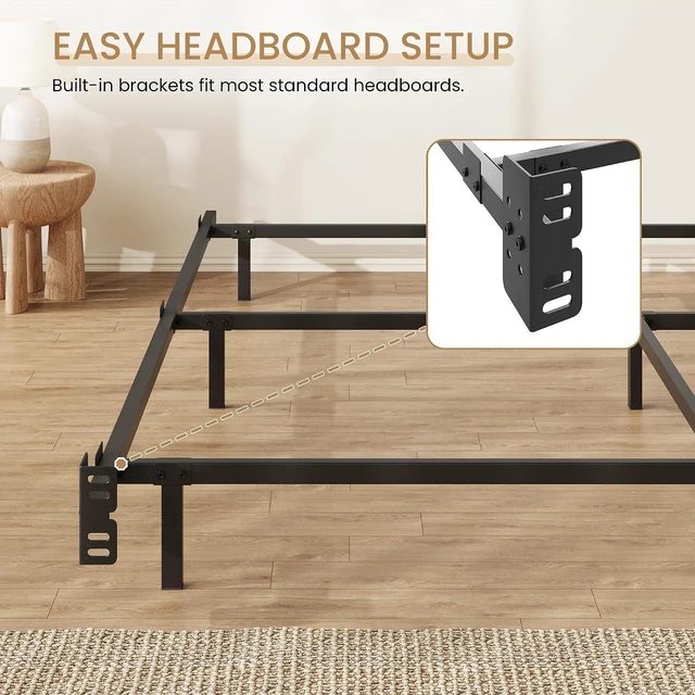 Alt view image 6 of 7 - 7 Inch Metal Bed Frame, 9-Leg Box Spring Base for Mattress Set, Headboard Compatible, Black, King