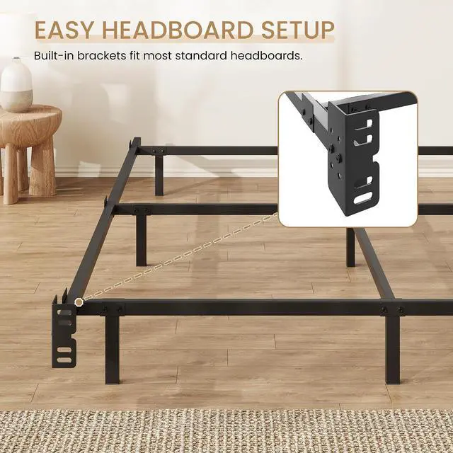 Alt view image 6 of 7 - 7 Inch Metal Bed Frame, 9-Leg Box Spring Base for Mattress Set, Headboard Compatible, Black, Queen