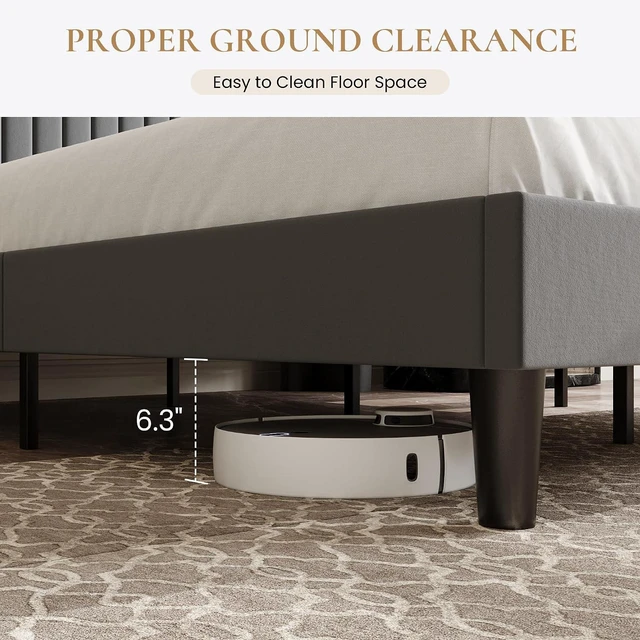 Alt view image 6 of 7 - King Size Velvet Bed Frame with USB Charging Station, Wingback Storage Headboard, Upholstered Platform Bed with Wooden Slats Support, No Box Spring Needed, Easy Assembly, Grey