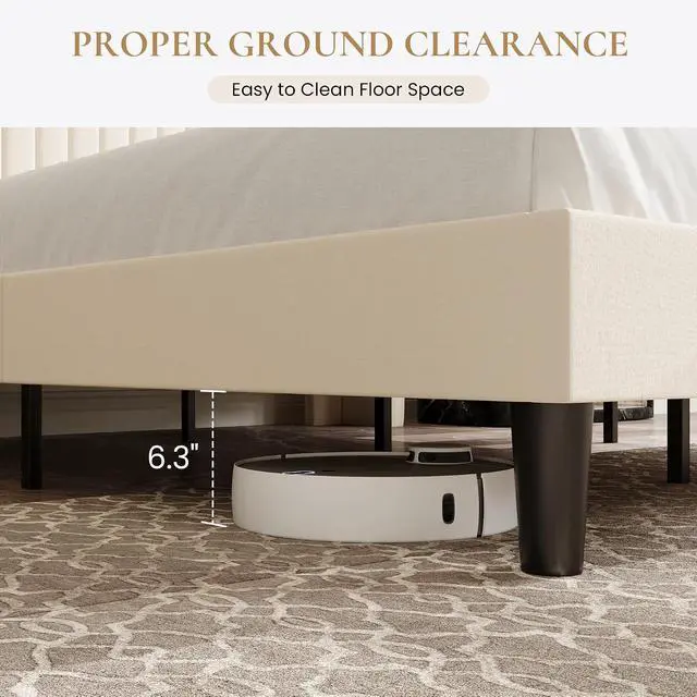 Alt view image 6 of 7 - King Size Velvet Bed Frame with USB Charging Station, Wingback Storage Headboard, Upholstered Platform Bed with Wooden Slats Support, No Box Spring Needed, Easy Assembly, Cream White
