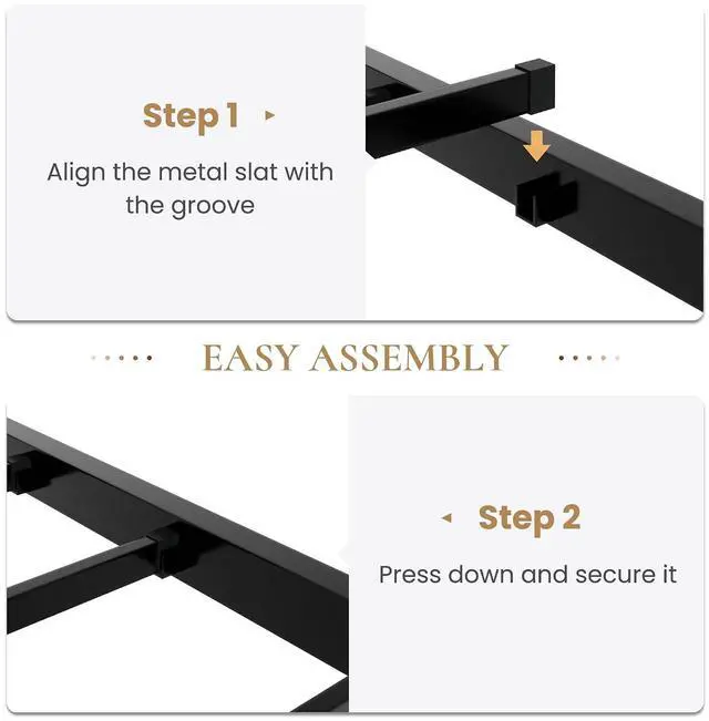 Alt view image 6 of 7 - 14 Inch Queen Size Metal Platform Bed Frame with Heart Shaped Iron-Art Headboard/Footboard, Under Bed Storage, Noise Free Mattress Foundation, No Box Spring Needed, Easy Assembly, Black