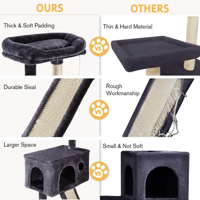 Alt view image 5 of 7 - Cat Tree 36 Inches Cat Tower with Hammock, Sisal Scratching Post for Indoor Kittens, Small Room, Smoky Grey