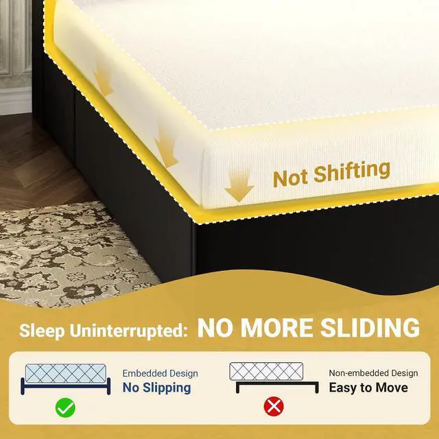 Alt view image 6 of 7 - King Upholstered Platform Bed Frame with 3 Spacious Storage Drawers, Built-in LED Lights & Charging Station, Vertical Tufted Headboard with Shelf, No Box Spring Needed, Velvet Black