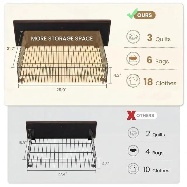 Alt view image 6 of 7 - Upholstered Queen Size Platform Bed Frame with 4 Storage Drawers, Adjustable Headboard with Diamond Stitched Button Tufted Design, Wooden Slat Support, No Box Spring Needed, Black Brown