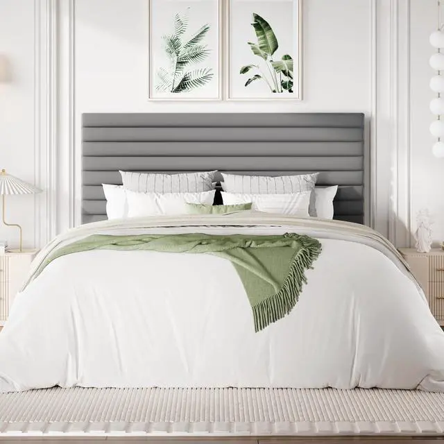 Alt view image 3 of 7 - Full Size Platform Bed Frame with Adjustable Headboard, Velvet Upholstered Bed with Under-Bed Storage, Modern Horizontal Channel Tufted, Wood Slats Support, No Box Spring Needed, Grey