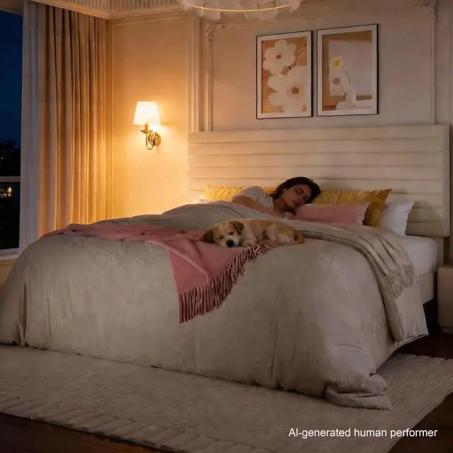 Alt view image 7 of 7 - King Size Platform Bed Frame with Adjustable Headboard, Velvet Upholstered Bed with Under-Bed Storage, Modern Horizontal Channel Tufted, Wood Slats Support, No Box Spring Needed, Cream